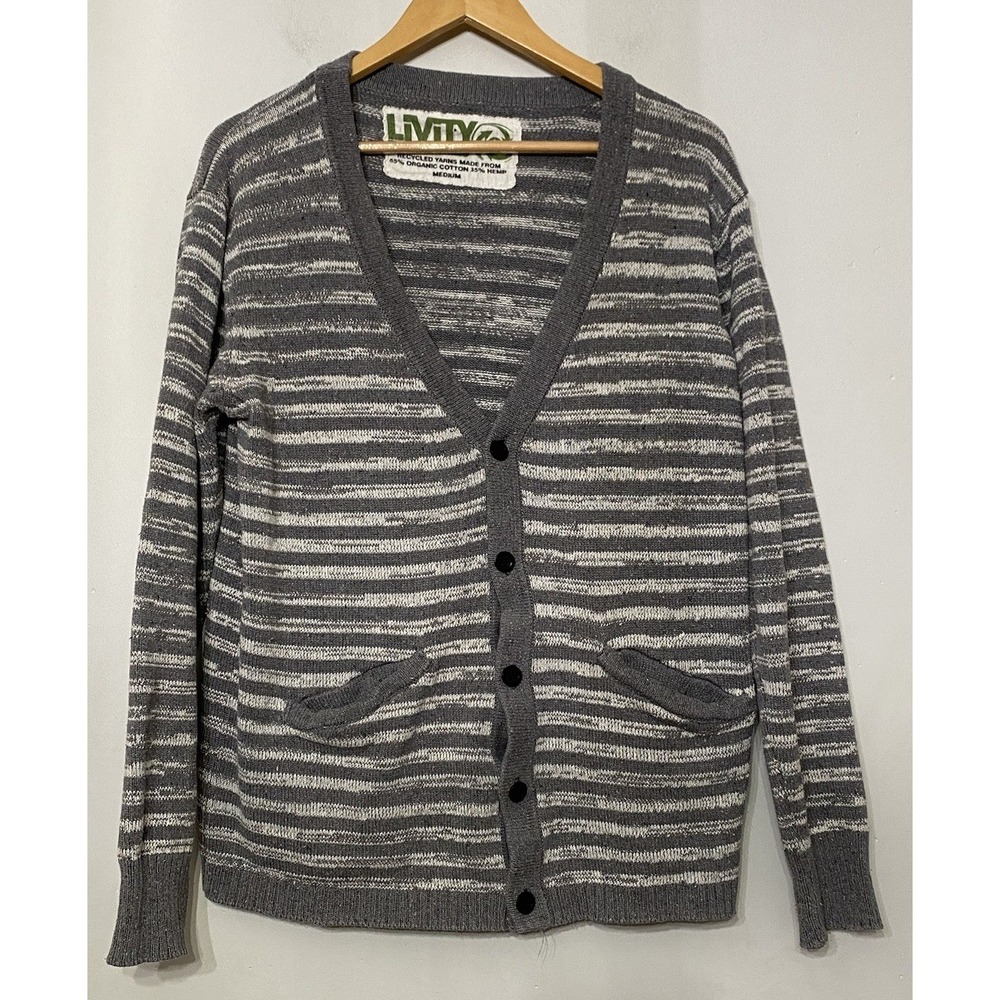 Livity Hemp Organic Cardigan Sweater Grunge Earthy Hippie Teacher Grandpa Medium